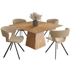 5-Piece Dining Set with Square Wooden Table