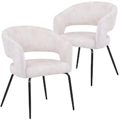 Gavin Series Modern Chair Black Frame in Beige Set of 2