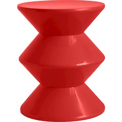 Aura Modern Plastic Side End Table, Indoor/Outdoor Use, Red