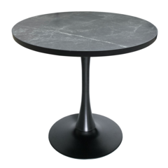 Bristol Dining table, Black Base with 36 Round Marbleized Black MDF top