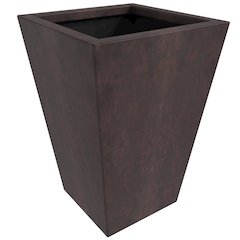Serene Series Poly Stone Square Planter in Brown 14x14, 21 High