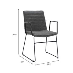 Zylar Series Office Guest Arm Chair in Charcoal Leather