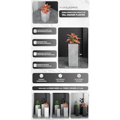 Terra Series Poly Stone Plant...n Aged Concrete 10.2" x 10.2" 23.6" High