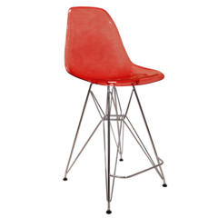 Cresco Modern Acrylic Barstool with Chrome Base and Footrest