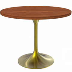 Verve 36" Round Dining Table, Brushed Gold Base with Cognac Brown MDF Top