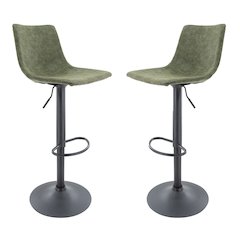 Tilbury Modern Adjustable Bar Stool in Olive Green