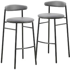 Lume Collection Modern Bar Stool in Charcoal Set of 2