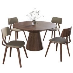 5-Piece Dining Set with Round Wooden Table