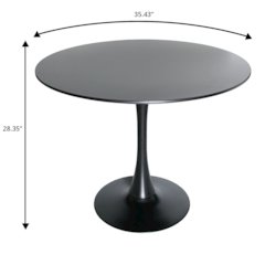 5-Piece Dining Set Round Black MDF Dining Table