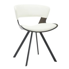 Wooden Dining Chair Modern style Nymia Collection Walnut Glazed Color in White