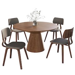 5-Piece Dining Set with Round Wooden Table