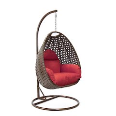 Beige Wicker Hanging Egg Swing Chair