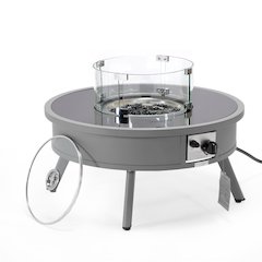 Walbrooke Outdoor Patio Aluminum Round Fire Pit Side Table