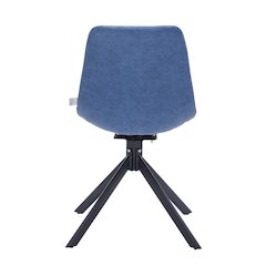 Markley Modern Leather Swival Dining Chair With Metal Legs in Blue