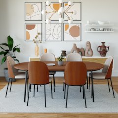 Tule 7-Piece Dining Set in Steel Frame with 6 Upholstered Seat Dining Table