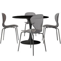 5-Piece Dining Set Round Black MDF Dining Table