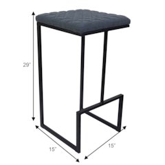 Quincy Leather Bar Stools With Metal Frame Set of 2