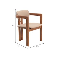 Velo Series Modern Dining Chair in Dark Natural Wood with Taupe Seat