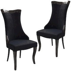 Novara Collection Modern Wooden Dining Chair in Black Velvet Set of 2