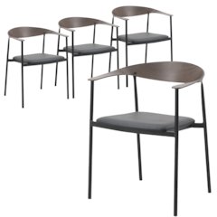 Kora Collection Modern Dining Chair Brown Back with Black Seat - Set of 4