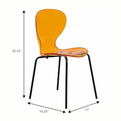 Modern Oyster Transparent Side Chair in Black Base Set of 4