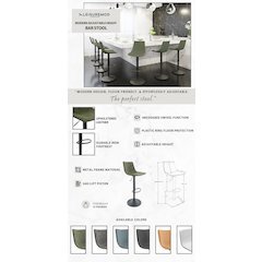 Tilbury Modern Adjustable Bar Stool in Olive Green