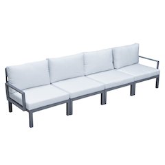 Hamilton Aluminum Patio 4-Seater Sofa With Cushions in Light Grey