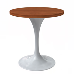 Verve 27 Round Dining Table, White Base with Cognac Brown MDF Top