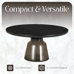 Tully Collection Glass Coffee Table Grey glass, Black Rim with Black GLass Top