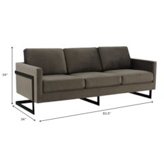 Lincoln Dark Grey Velvet Sofa With Black Frame