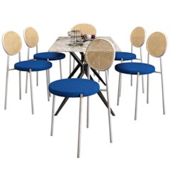 7-Piece Dining Set Rectangular Sintered Stone Dining Table