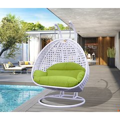 White Wicker Hanging 2 person Egg Swing Chair