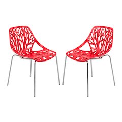 Modern Asbury Dining Chair w/ Chromed Legs, Set of 2