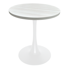 Bristol Dining table, White Base with 27" Round Light Natural MDF top