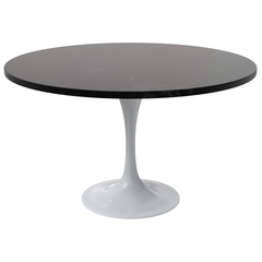 Verve 48 Round Dining Table, White Base with Black MDF Top