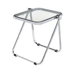Rectangular Folding Side Table in Chrome Finish with Plastic Tabletop