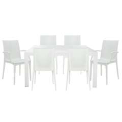 Mace Mid-Century 7-Piece Rectangular Outdoor Dining Set with 4 Side Chairs