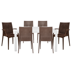 Mace Mid-Century 7-Piece Rectangular Outdoor Dining Set with 4 Side Chairs