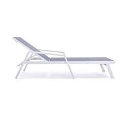 Lounge Chair With Armrests in White Aluminum Frame, Set of 2