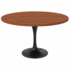 Verve Collection 48 Round Dining Table, Black Base with Cognac Brown MDF Top