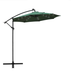 Outdoor 10 Ft Offset Cantilever Hanging Patio Umbrella With Solar Powered LED