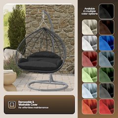 Recluse Collection Modern Outdoor Swing Chair Grey Frame with ES57 Black Cushion