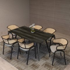 Ravenna Modern Rectangular Wood 63" Dining Table With Metal Legs