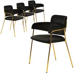 Axis Collection Modern Gold Dining Chair in Black - Set of 4