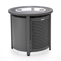 Walbrooke Grey Patio Round Tank Holder with Slats Design in Grey