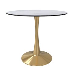 Bristol 35" round dining table Gold Base With White Top