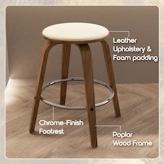 Wooden Counter Stool Pelya Collection Modern Style Walnut color in Cream