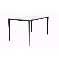 Avo Series Modern Dining Table Black Base, With 55 White/Gold Sintered Stone Top