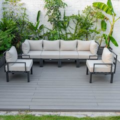 Chelsea 6-Piece Patio Sectional Black Aluminum With Cushions