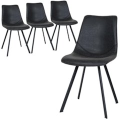 Markley Modern Leather Dining Chair With Metal Legs Set of 4
